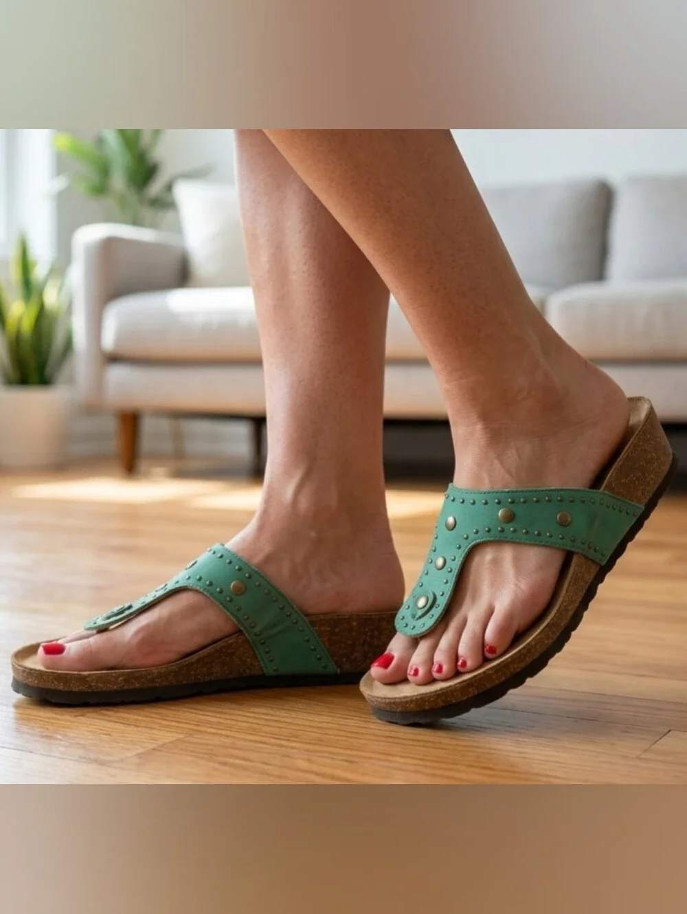 Rialto Brielle Studded Cork Wedge Studded Sandals Size 10